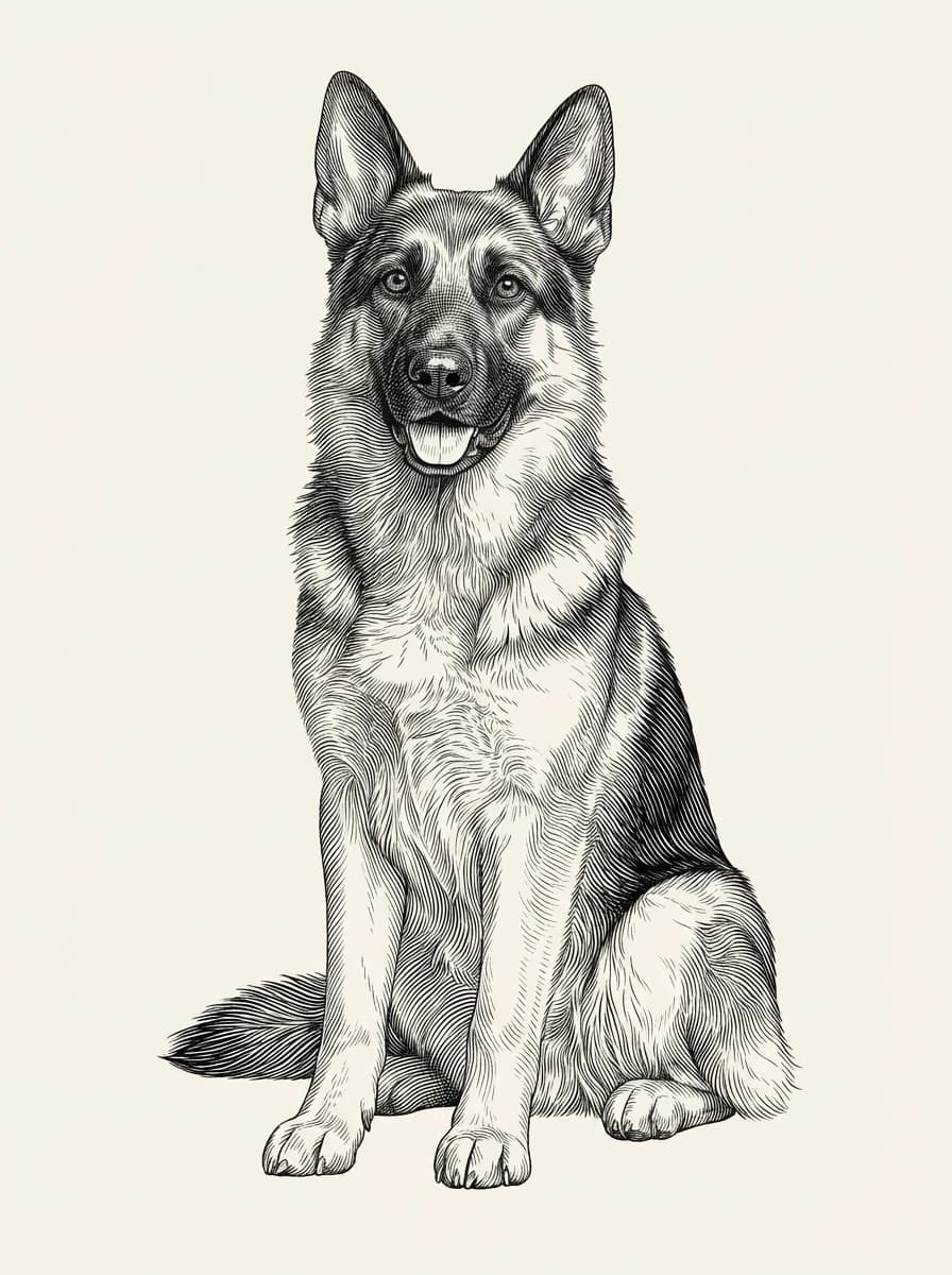 Pet Line Art pet portrait example 5